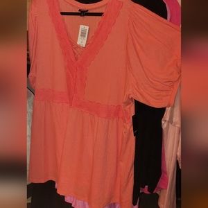 Torrid Lace Coral/Orange Tshirt